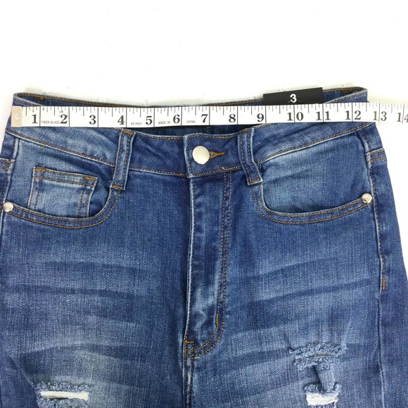 NWT Fashion Nova Dyanne Blue Medium Wash High Rise Denim Jean Juniors Size 3 - Picture 10 of 13